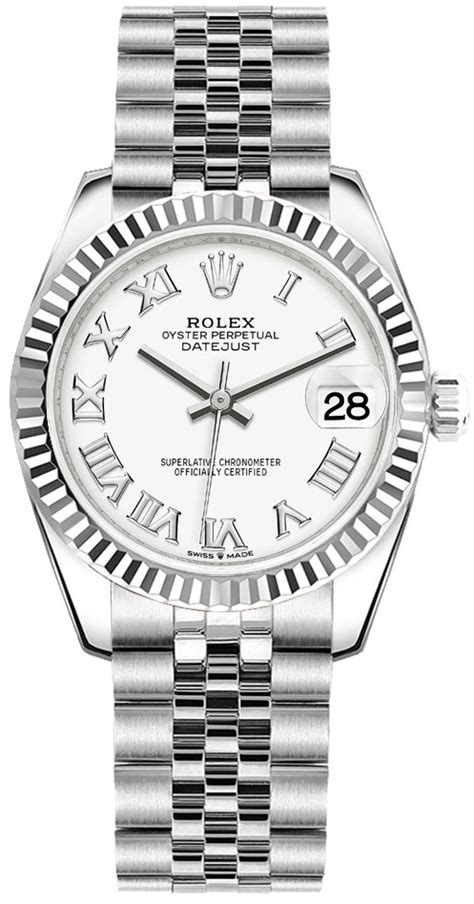 rolex datejust 31 white roman numeral dial